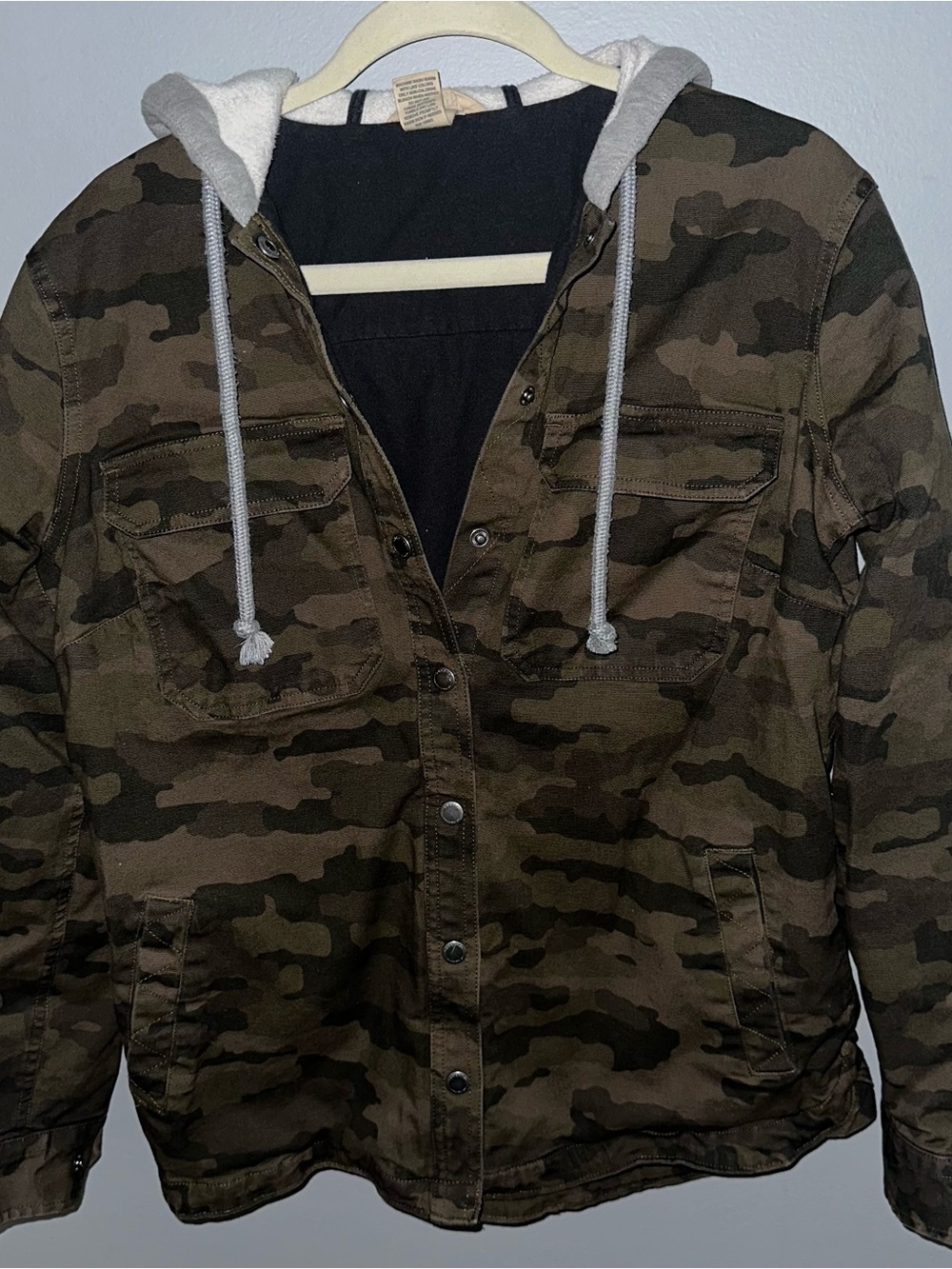 Duluth Trading Co Jacket Womens Camo Hooded Utility Snap Button Cargo Medium
